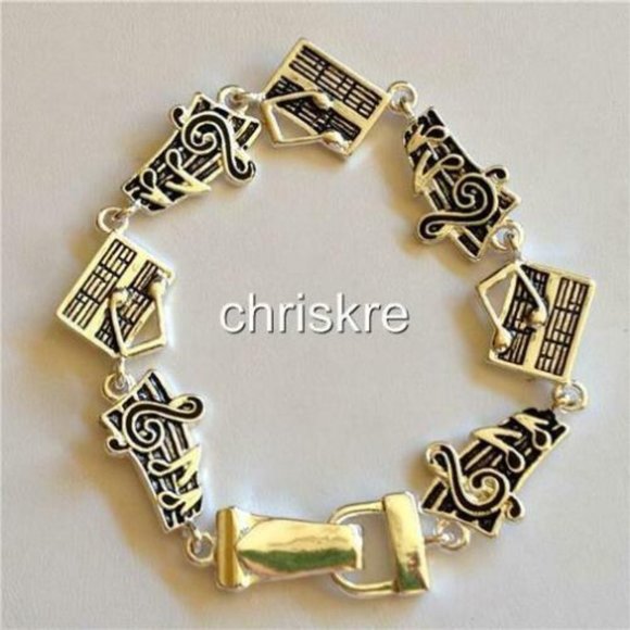 Music Bracelet Silver Clef Note Score Musician - Picture 4 of 9